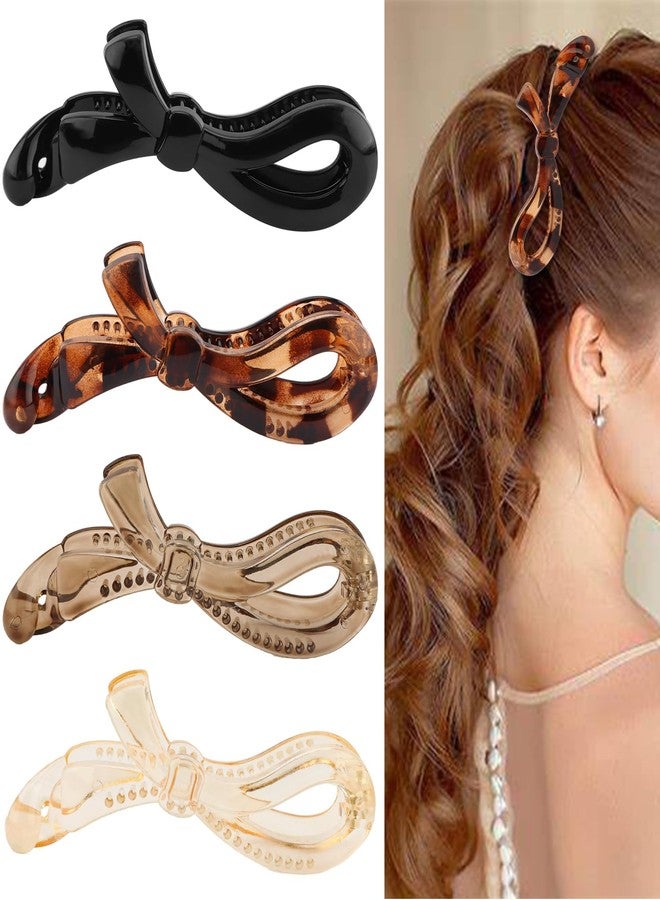 هابدو مجموعة مشابك شعر هابدو المكونة من 4 قطع على شكل موزة للشعر الكثيف، مشبك شعر موزة غير لامع لتسريحات الشعر النسائية ذات الحجم الكبير، إكسسوارات كبيرة وقوية لتثبيت ذيل الحصان والكعكة (على شكل فيونكة). - Image 1